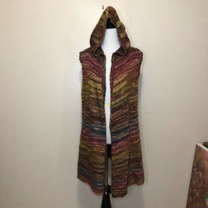 NWOT! Knitizen Rainbow Hooded Sleeveless Cardigan Sweater (M)